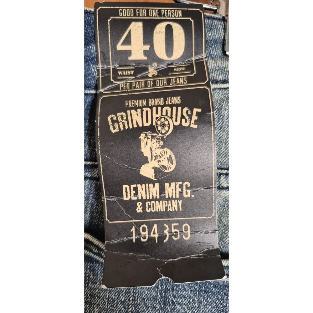 Grindhouse Denim Mens 40x32 Distressed Blue Jeans Stretchy Ripped High Rise NWT - Picture 12 of 12
